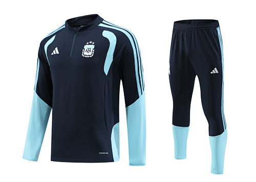 2025–26 Argentina National Team Black & Sky Blue Training Tracksuit Set